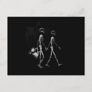 X-RAY VISION SKELETON COUPLE TRAVELING B&W VYKORT