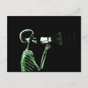 X-RAY VISION SKELETON PÅ MEGAPHONE - GRÖNT VYKORT