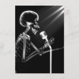 X-RAY VISION SKELETON SINGER PÅ RETRO MIC - B&W INBJUDNINGAR