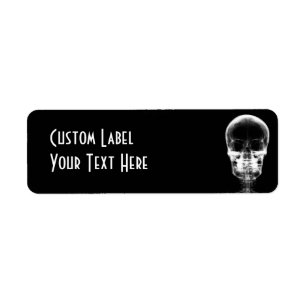 X-RAY VISION SKELETON SKULL - B&W RETURADRESS ETIKETT
