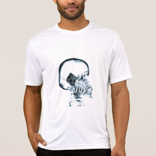 X-RAY VISION SKELETON SKULL PÅ MOBIL - BLUE T SHIRT