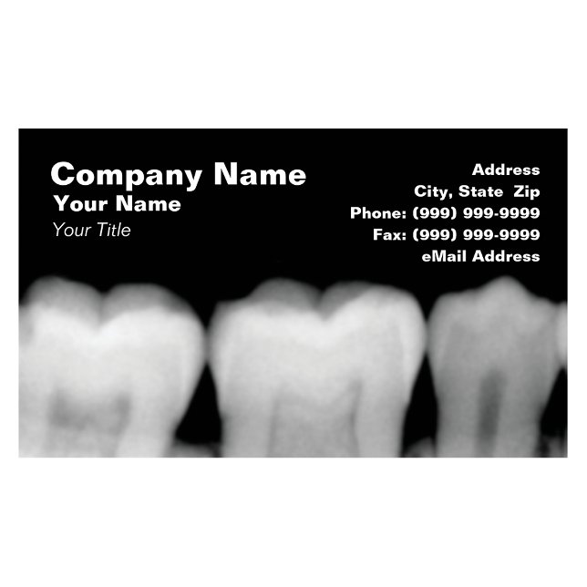 X-Rays of Teeth Visitkort (This is a top selling product, and a customer favorite, with repeat orders on a regular basis)