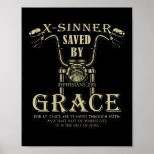 X-Sinner Saved av Grace Christian Faith Motorcycle Poster