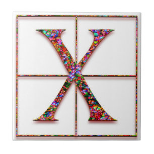 X Trajanus Red Anpassningsbar Monogram Tile Kakelplatta