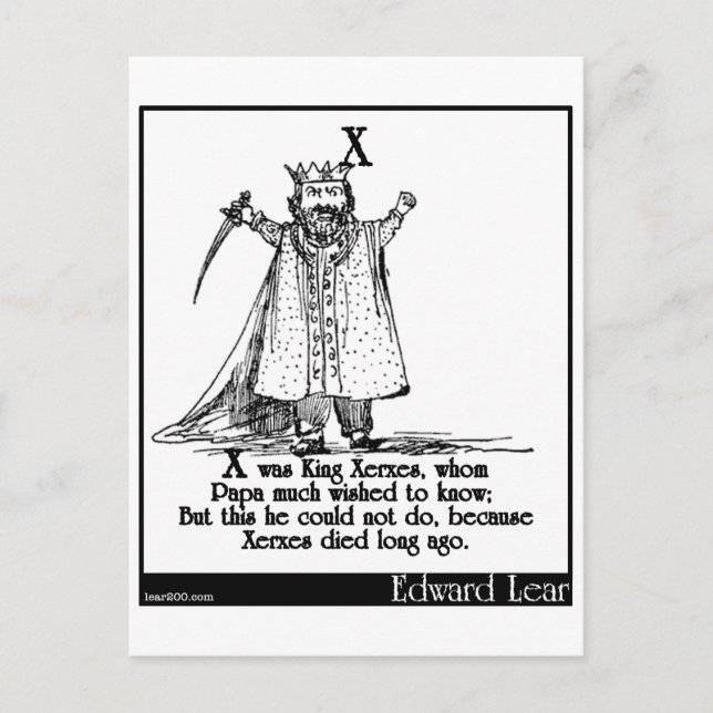 X var Kung Xerxes, som Vykort (Framsida)
