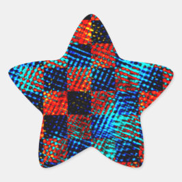 Xadrez laranja, azul, fejk sujo ou manchado. stjärnformat klistermärke