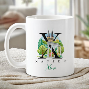 Xanten Tyskland Monogram Brev X Personligt Gåva Kaffemugg