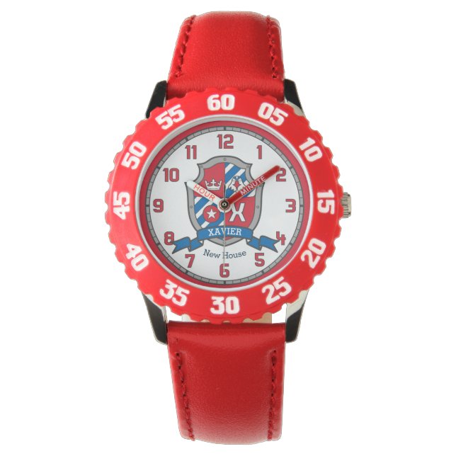 Xavier brev X namn betyder rödblåa i vapensköld Armbandsur (Framsida)