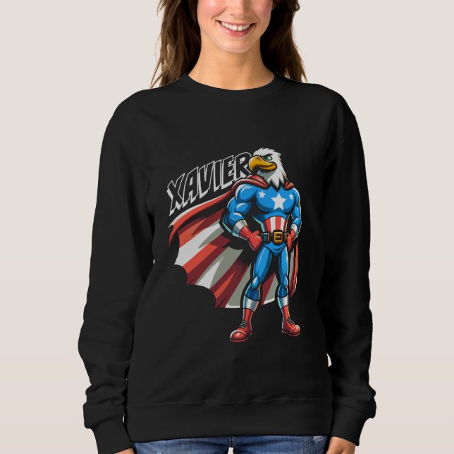 Xavier USA Eagle Patriotic Superhjälte för Boys Na T Shirt (Framsida)