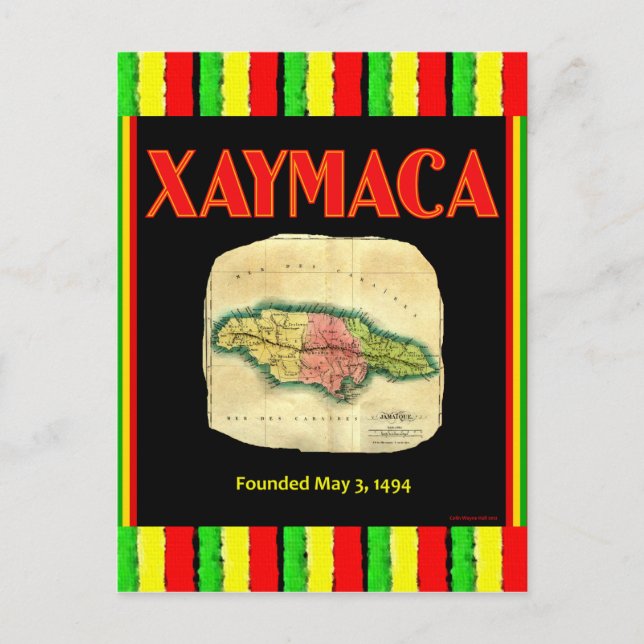 Xaymaca, grundad den 3 maj 1494 - Jamaica Karta Vykort (Framsida)