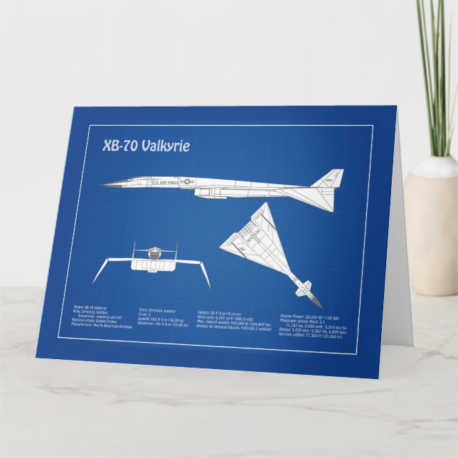 XB-70 Valkyrie - Airplan Blueprint Plans ABD Tack Kort (Framsida)