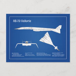 XB-70 Valkyrie - Airplan Blueprint Plans ABD Vykort