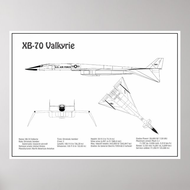 XB-70 Valkyrie - Flygplanets plan BD Poster (Framsidan)
