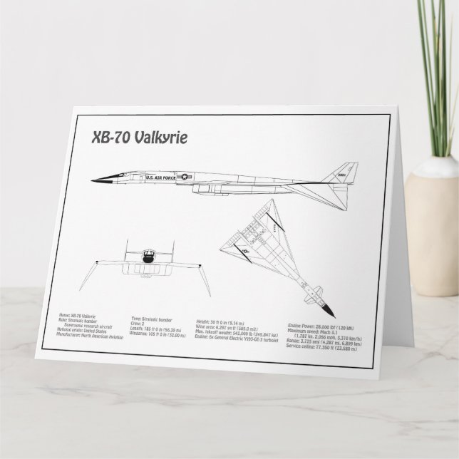XB-70 Valkyrie - Flygplanets plan BD Tack Kort (Framsida)