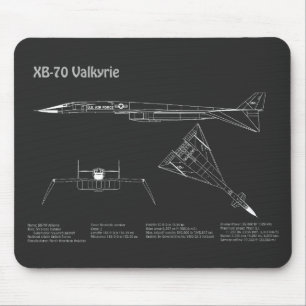 XB-70 Valkyrie - Flygplanets plan för blå text PD Musmatta