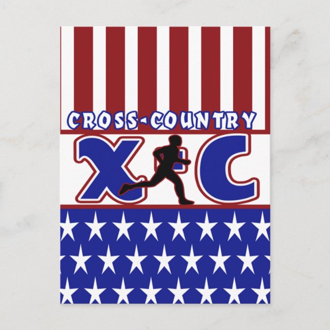 XC CROSS COUNTRY PATRIOTIC USA FÄRG VYKORT (Framsida)