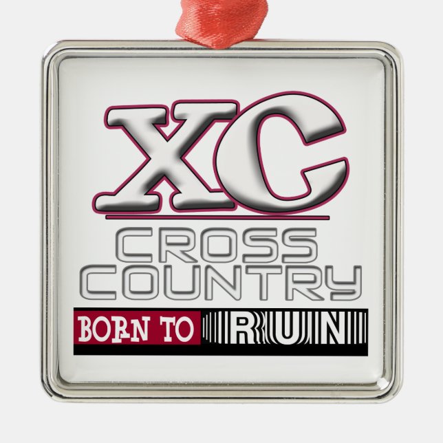 XC FÖDD CROSS COUNTRY MOTTO ATT KÖRA RÖDBRUNT JULGRANSPRYDNAD METALL (Framsidan)