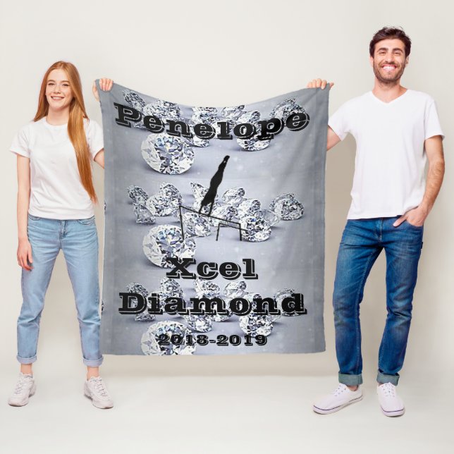Xcel Diamond Girls Gymnastics Personlig Blanket Fleecefilt (På plats)