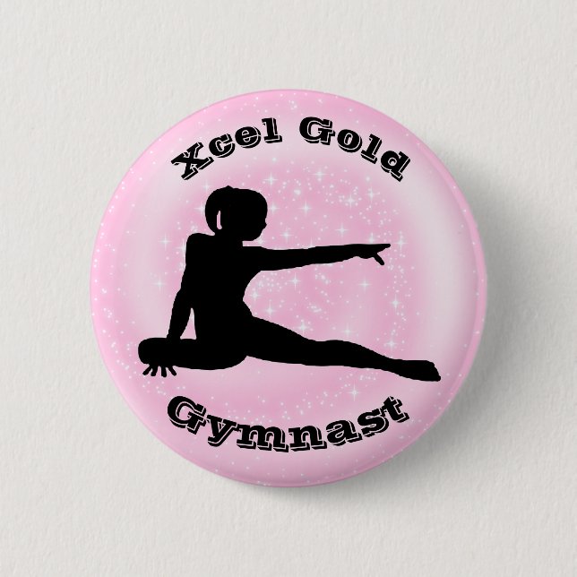 Xcel Guld Gymnast - Girls Gymnastics Button Knapp (Framsida)