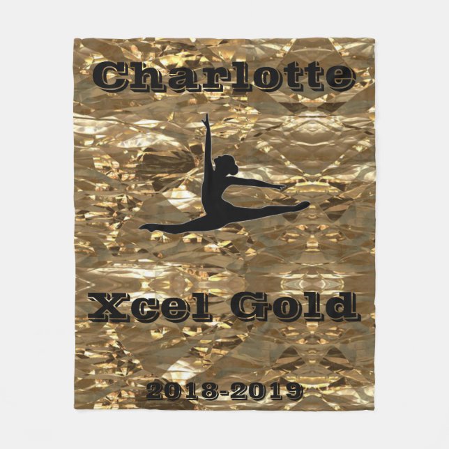 Xcel Guld Gymnastics Personlig Fleece Blanket (Framsidan)