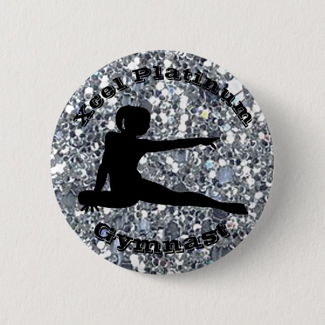 Xcel Platinum Gymnast - Girls Gymnastics Button Knapp (Framsida)