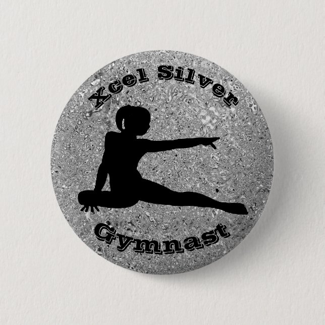 Xcel Silver Gymnast - Girls Gymnastics Button Knapp (Framsida)
