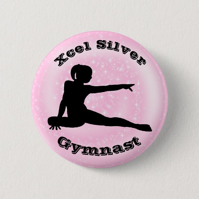 Xcel Silver Gymnast - Girls Gymnastics Button Knapp (Framsida)