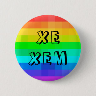 Xe Xem - icke-binärt pronouns, HGBTQ-regnbågskna Knapp