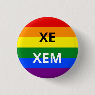 Xe/Xem Pronoun Rainbow Badge Knapp
