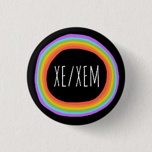 XE/XEM-pronouns färglös regnbågscirkel svart Knapp