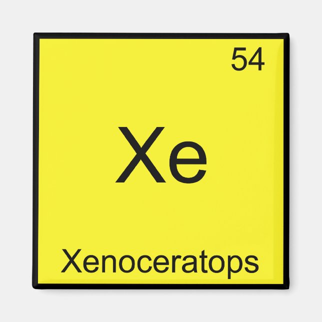 Xe - Xenoceratops Rolig Kemisk Element Symbol Magnet (Framsidan)