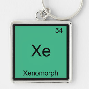 Xe - Xenomorph Rolig Kemitecken T-Shirt Fyrkantig Silverfärgad Nyckelring