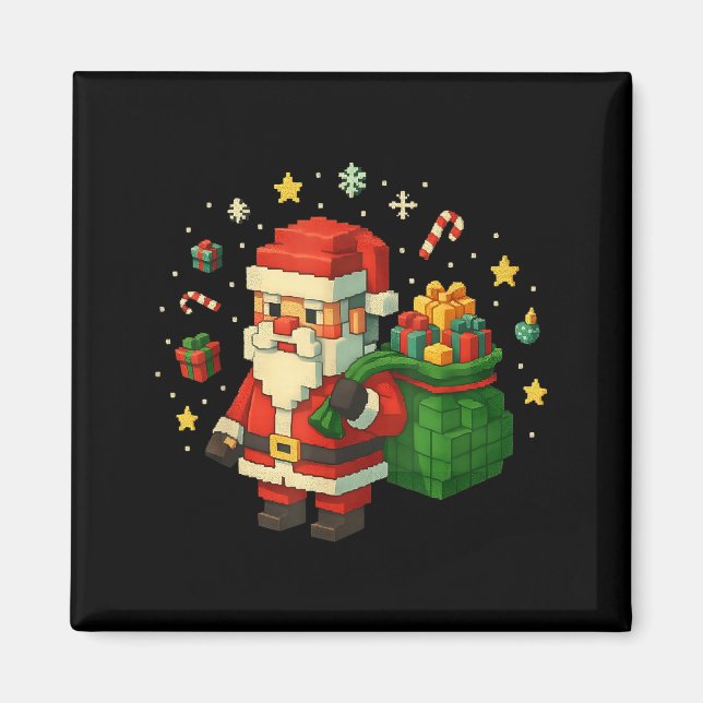 Xel Santa Claus With Retro Gamer Christmas  Magnet (Framsidan)