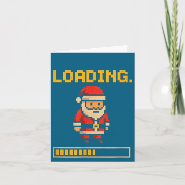 Xel Santa Loading Retro Christmas Gamer Shirt  Kort (Framsida)