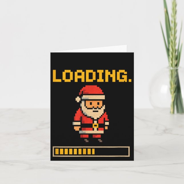 Xel Santa Loading Retro Christmas Gamer Shirt  Kort (Framsida)