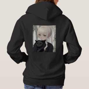 Xen Svart Katt Hoodie T Shirt
