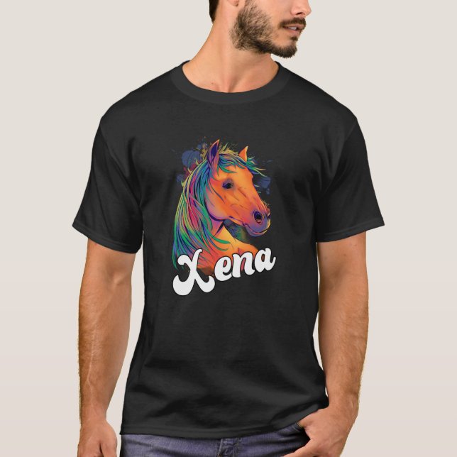 XENA-flickan namn med vackra hästar T Shirt (Framsida)