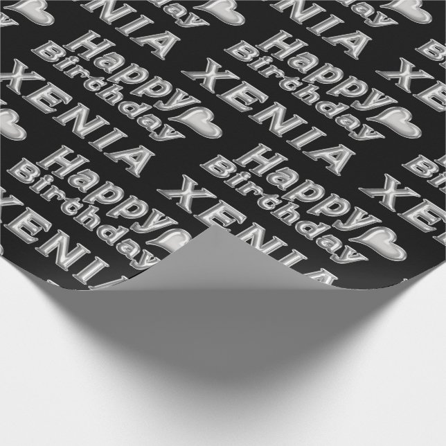 Xenia Happy Birthday silver black Geschenk papier Presentpapper (Hörn)