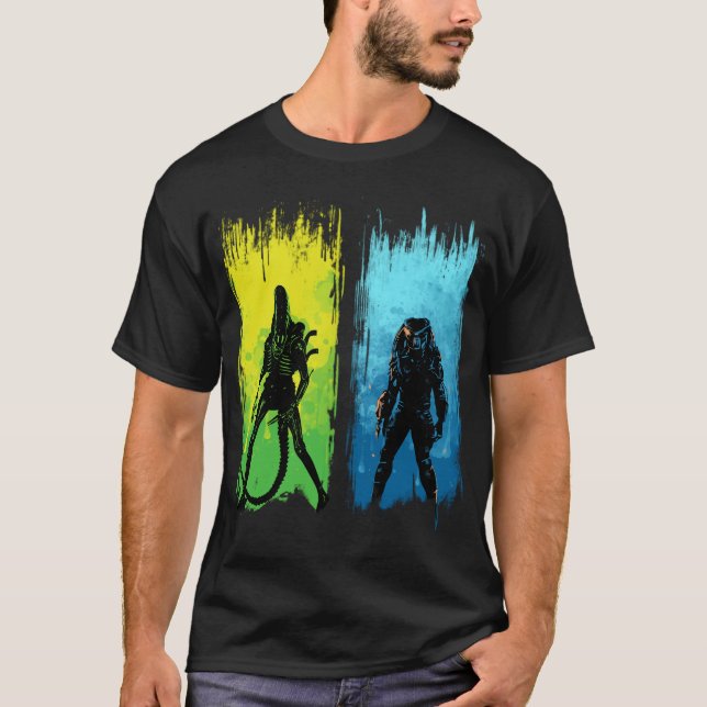 xenomorph vs yautja familj t shirt (Framsida)