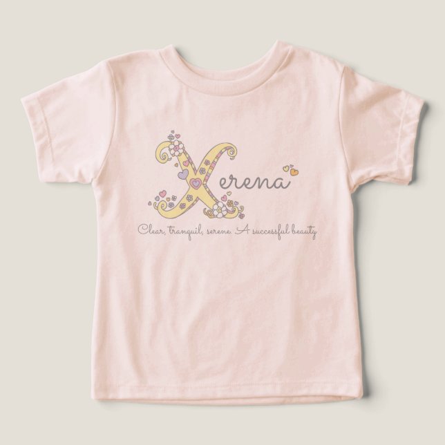 Xerena Flickor namn betyder X monogram baby kläder T-shirt (Design Framsida)