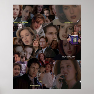 XFiles Mulder och Scully Collage Poster