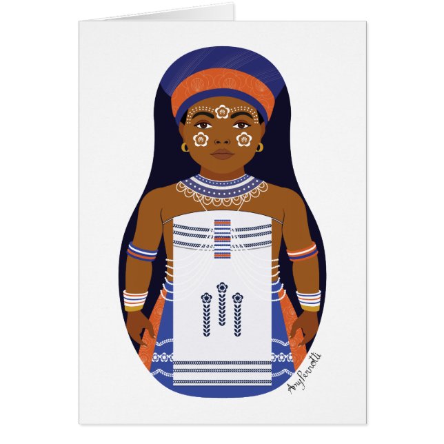 Xhosa, sydafrikanskt Matryoshka-kort OBS Kort (Framsidan)