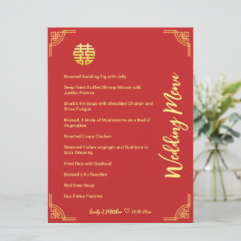 Xi banquet kinesiska bröllop golden ram dubbla meny