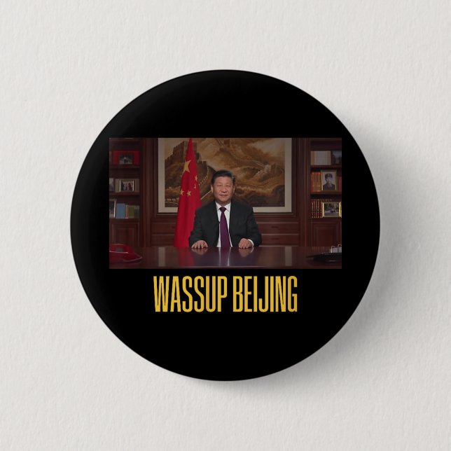 Xi Jinping Wup Beijing Funny Meme Ansikte Giga Xi  Knapp (Framsida)