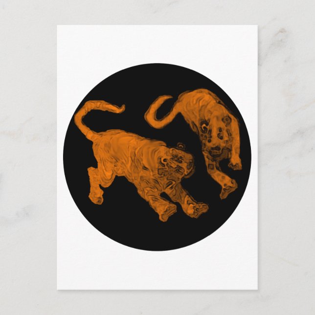 Xian China 2002 Brown Ghost Tigers Black Circle Tr Vykort (Framsida)