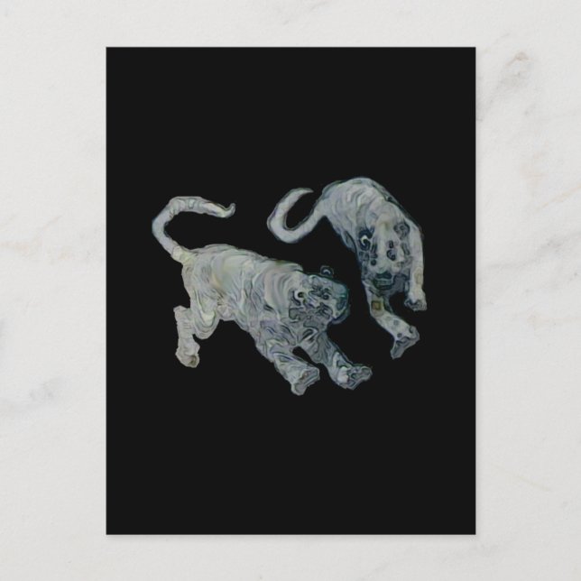 Xian China 2002 Ghost Tigers Black Square Tran Vykort (Framsida)