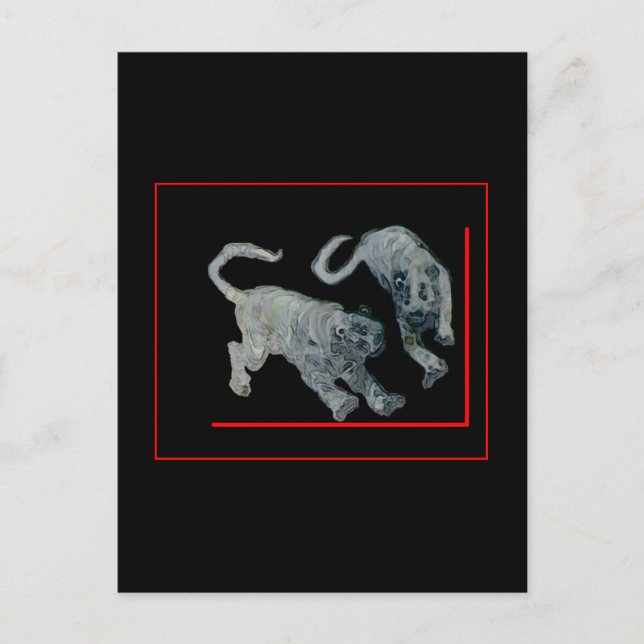 Xian China 2002 Ghost Tigers Red Boarder Gibney Vykort (Framsida)