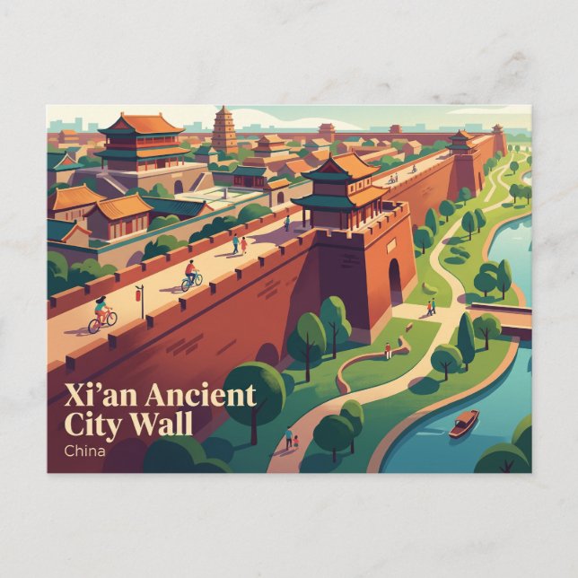 Xi'an gamla stadsmur Kina Vykort (Framsida)