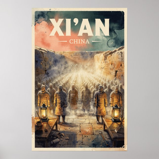 Xi'an Kina Vintage Resa Poster (Framsidan)