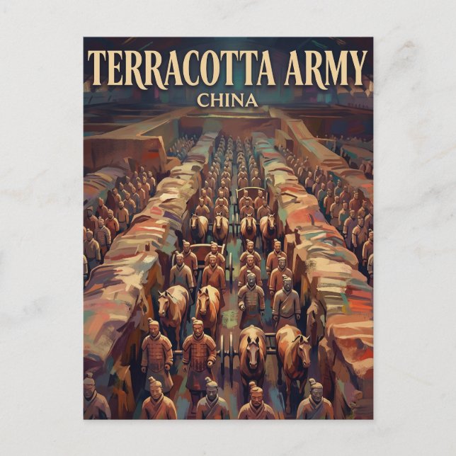 Xi'an Terrakottaarmén Kina Vykort (Framsida)